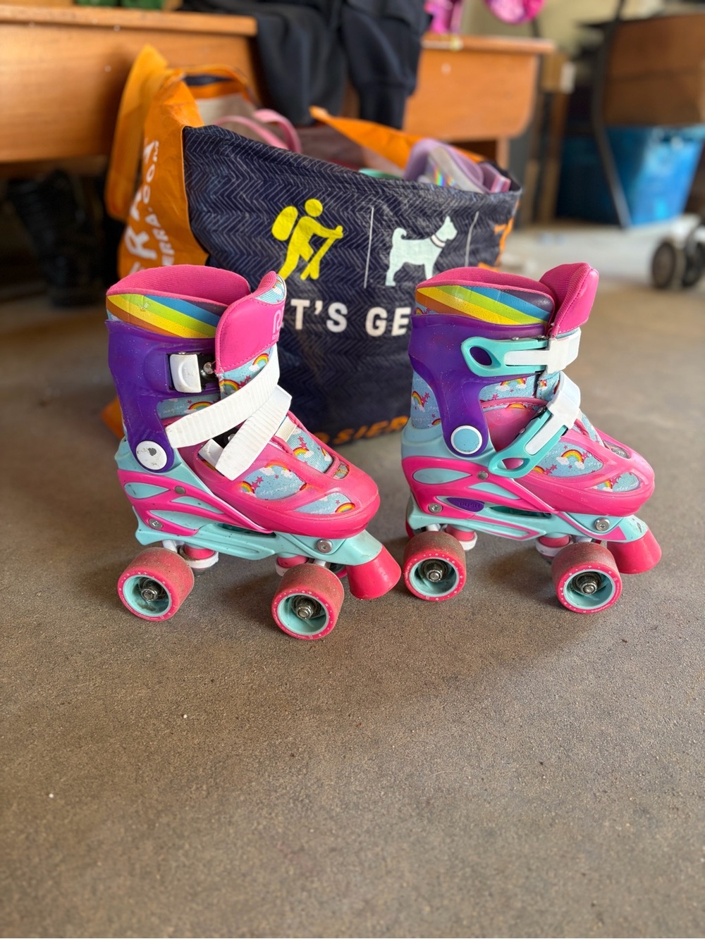 Pink Rainbow rKids Adjustable Quad Roller Skates